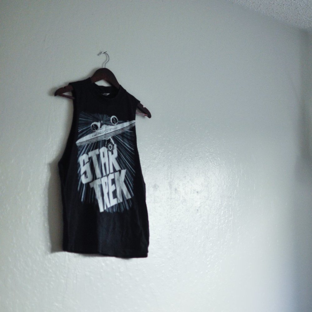 Vintage Retro Star Trek Graphic T Shirt , Black - Cut-off